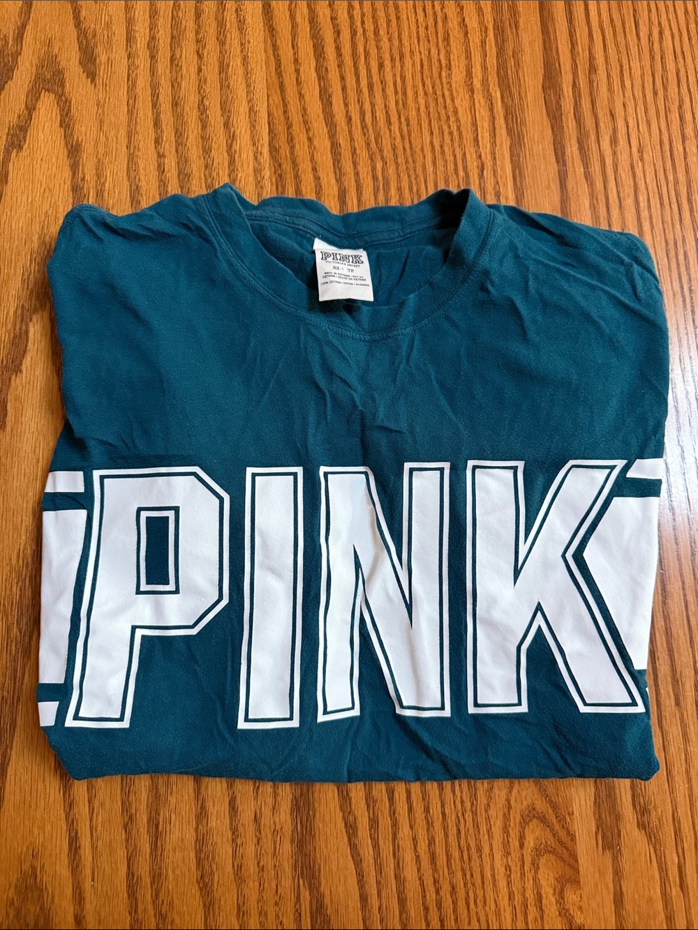 PINK Victoria's Secret Teal Short Sleeve Logo Tee